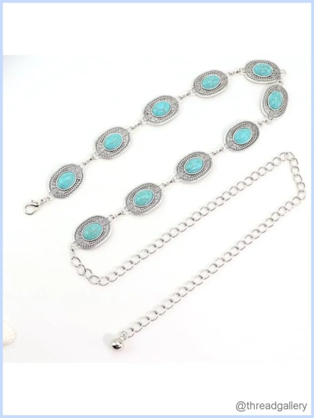Metal Concho Chain Belt Western Cowgirl Waist Chain Adjustable Boho